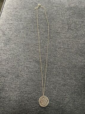 Gold Filigree Circle Pendant Necklace - Women Jewelry